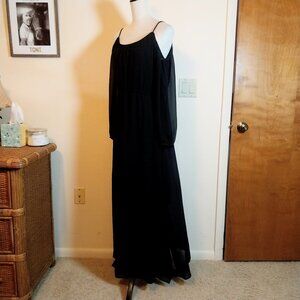 CALVIN KLEIN LONG SLEEVE COLD SHOULDER ELASTIC WAIST SIZE M MAXI DRESS